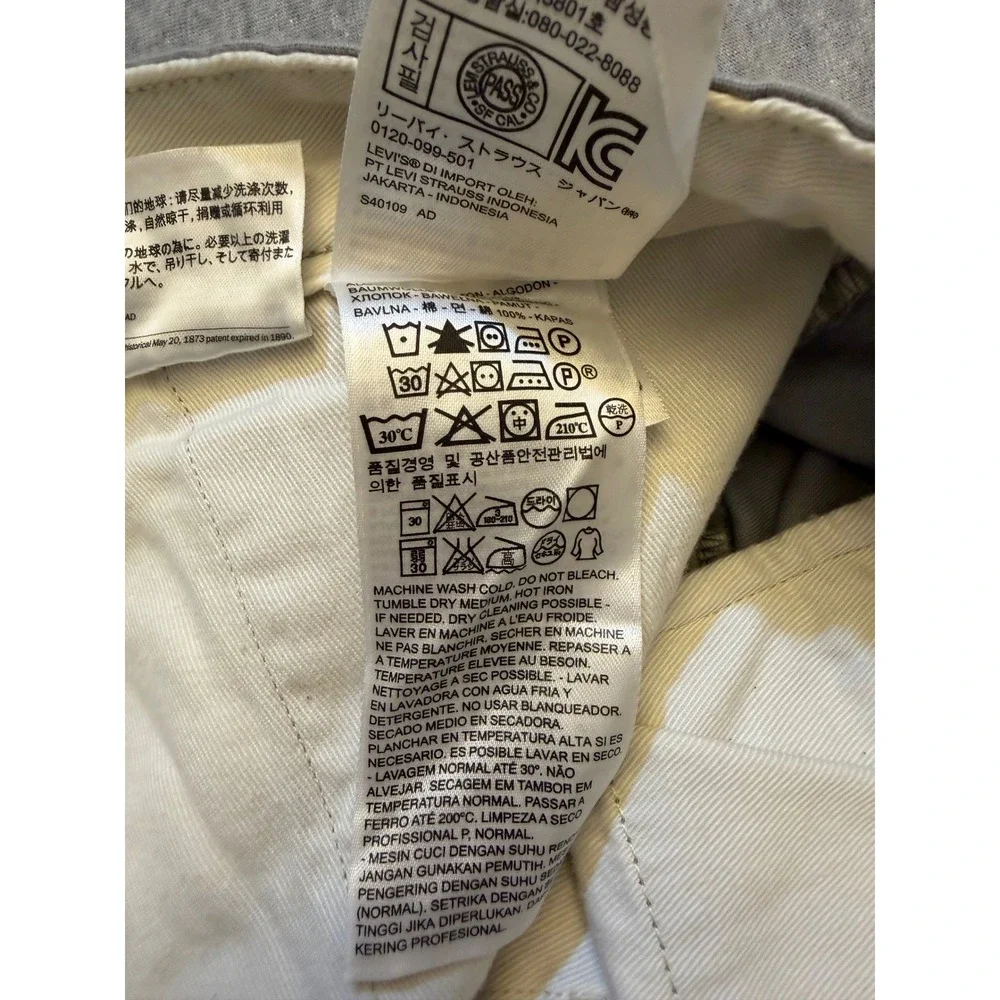 Levis Chino Pants Mens 40x32 Grey Regular Fit Straight Leg New With Tags